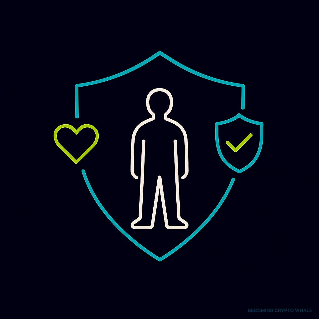 Diagram ng diskarte sa kaligtasan ng trader na binubuo ng isang kalasag at mga icon ng kadahilanan ng panganib