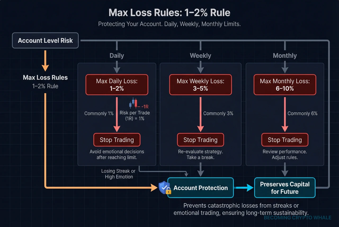 Daily, weekly, and monthly maximum loss limit rules